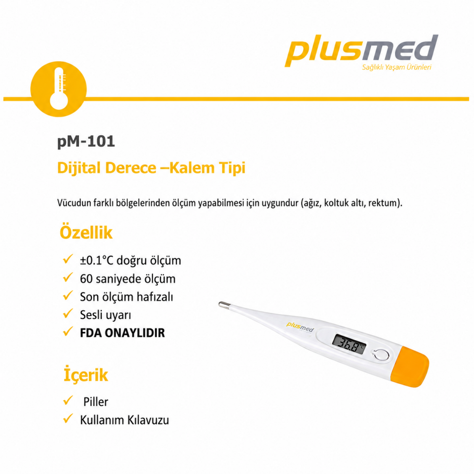 Plusmed Pm 101 Dijital Koltuk Altı Beden Derecesi 6 Adet