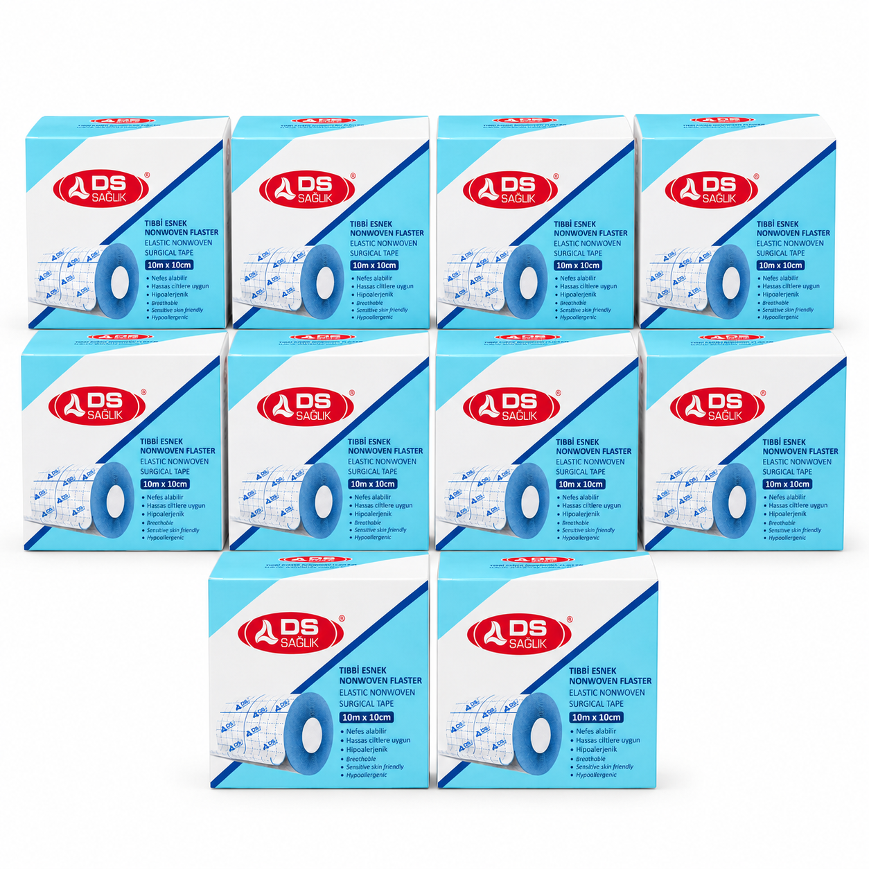 DS Sağlık Tıbbi Esnek Nonwoven Flaster 10 cm x 10 m 10 Adet Toptan
