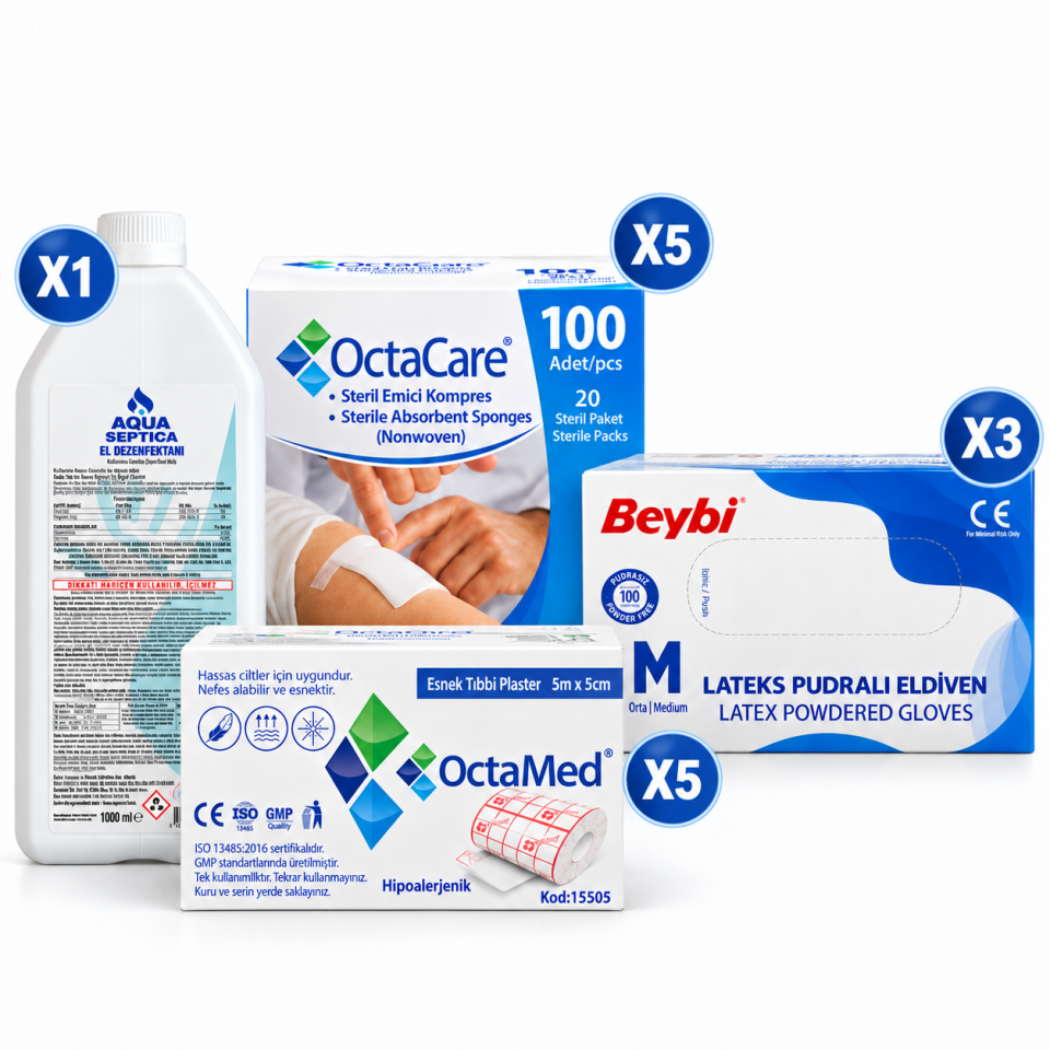 Medikal Pansuman ve Hijyen Seti – Kompres, Plaster, Eldiven ve Dezenfektan