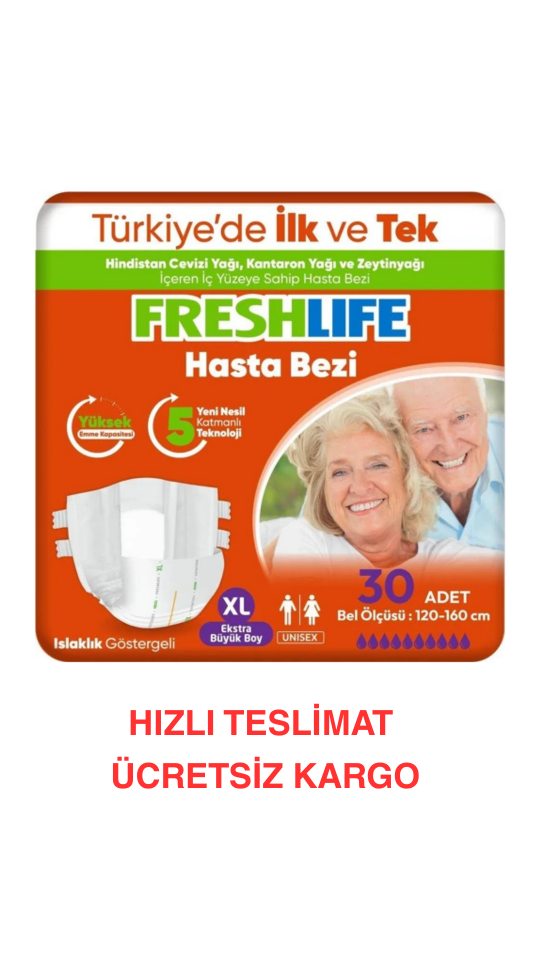Freshlife XL Beden Bel Bantlı Hasta Bezi ( 30 Adet )