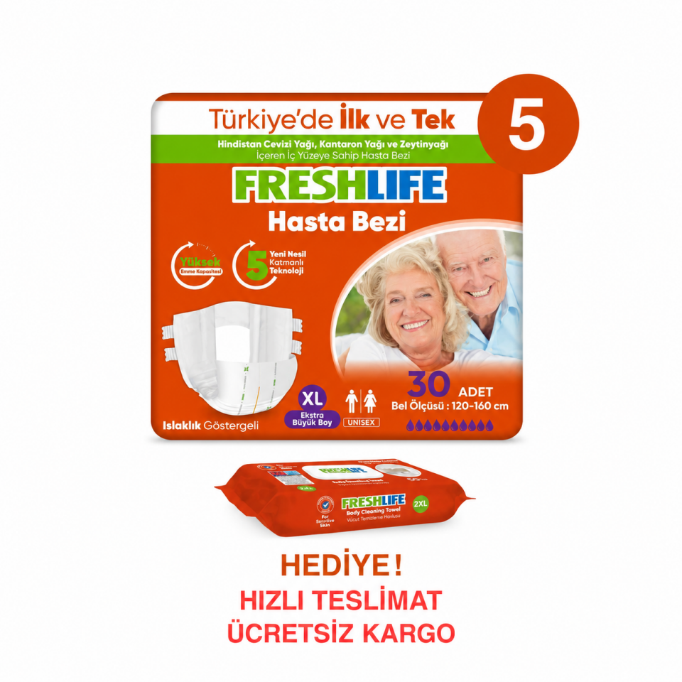 Freshlife Hasta Bezi XL Bel Bantlı 5 Paket ( 150 Adet )