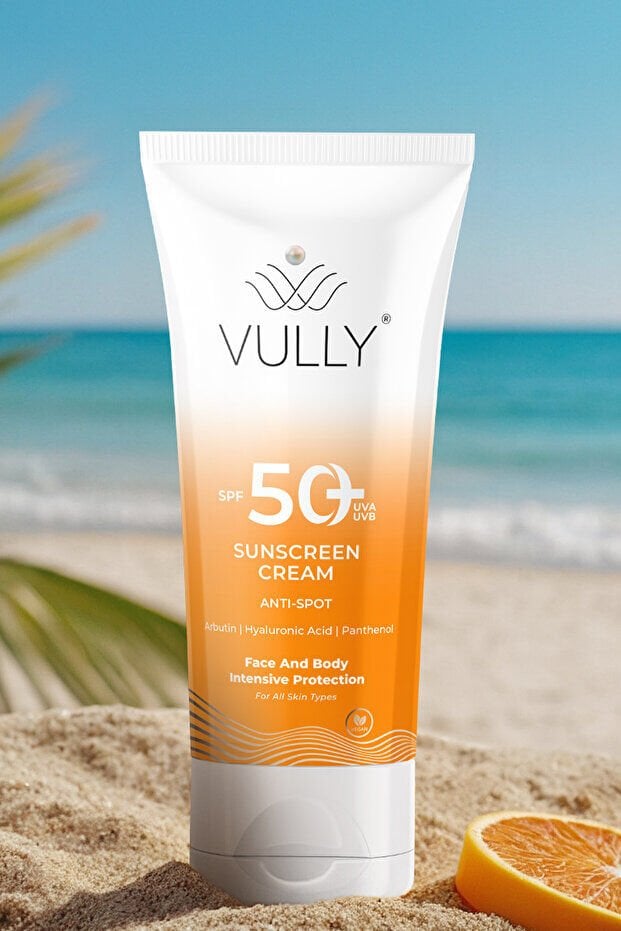 VULLY Leke Karşıtı - Aydınlatıcı ve Nemlendirici Yüksek Koruyucu Spf+50 Yüz ve Vücut Güneş Kremi 50 Ml