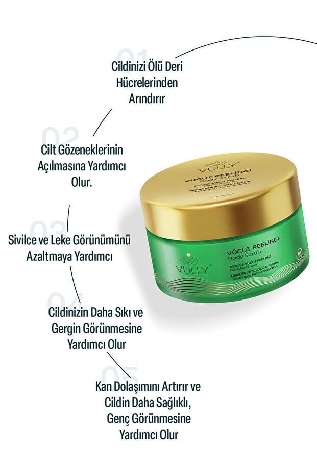 VULLY Detoks Etkili Nemlendirici Doğal Içerikli Lavanta Vanilya Vücut Peelingi 250 Ml