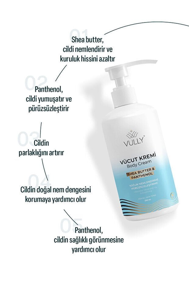 VULLY Yoğun Nemlendirici Pürüzsüzleştirici Kuru Ve Hassas Ciltler Için El Yüz Ve Vücut Kremi