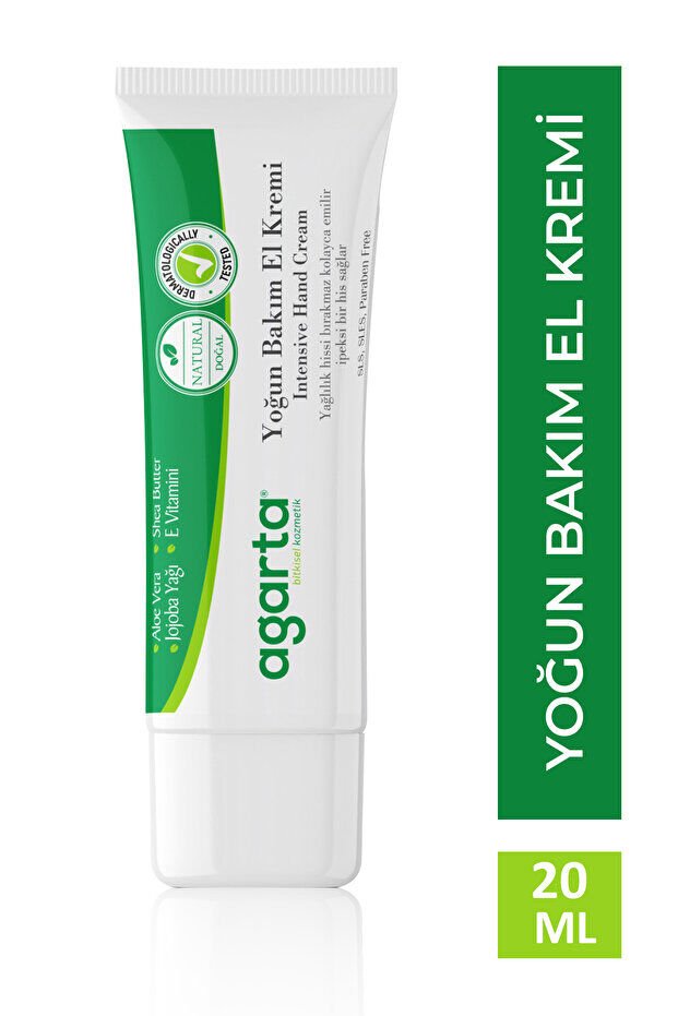Agarta Doğal Nemlendirici Yoğun Bakım El Kremi -vitamin E Ve B5 - Jojoba, Shea Butter - 20 ml