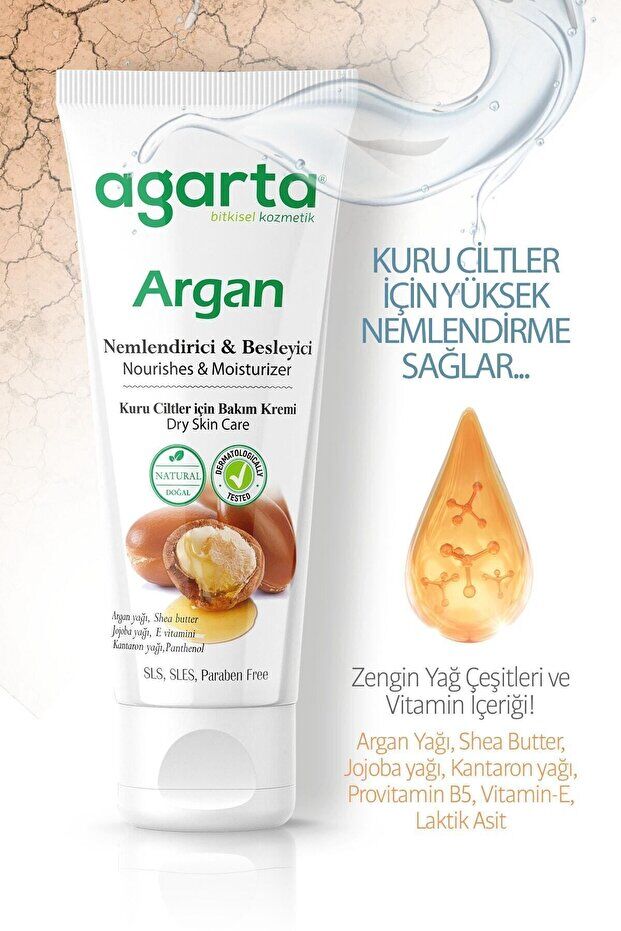Agarta Doğal Yüz Ve El Besleyici Argan Yağlı Cilt Bakım Kremi 75 ml