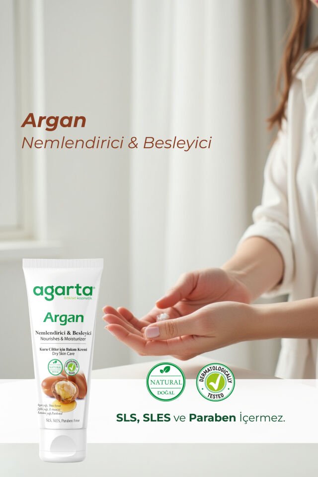Agarta Doğal Yüz Ve El Besleyici Argan Yağlı Cilt Bakım Kremi 75 ml