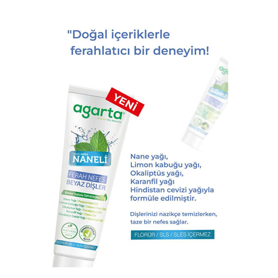 Agarta Doğal Naneli Diş Macunu 100 Ml Florürsüz