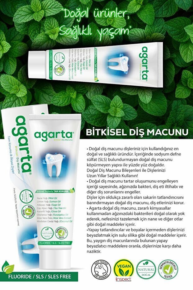 Agarta Doğal Bitki Özlü Diş Macunu 100 ml Florürsüz