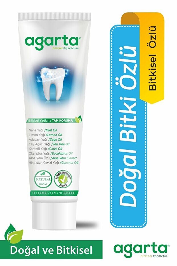 Agarta Doğal Bitki Özlü Florürsüz Beyazlatıcı Diş Macunu 100 ml