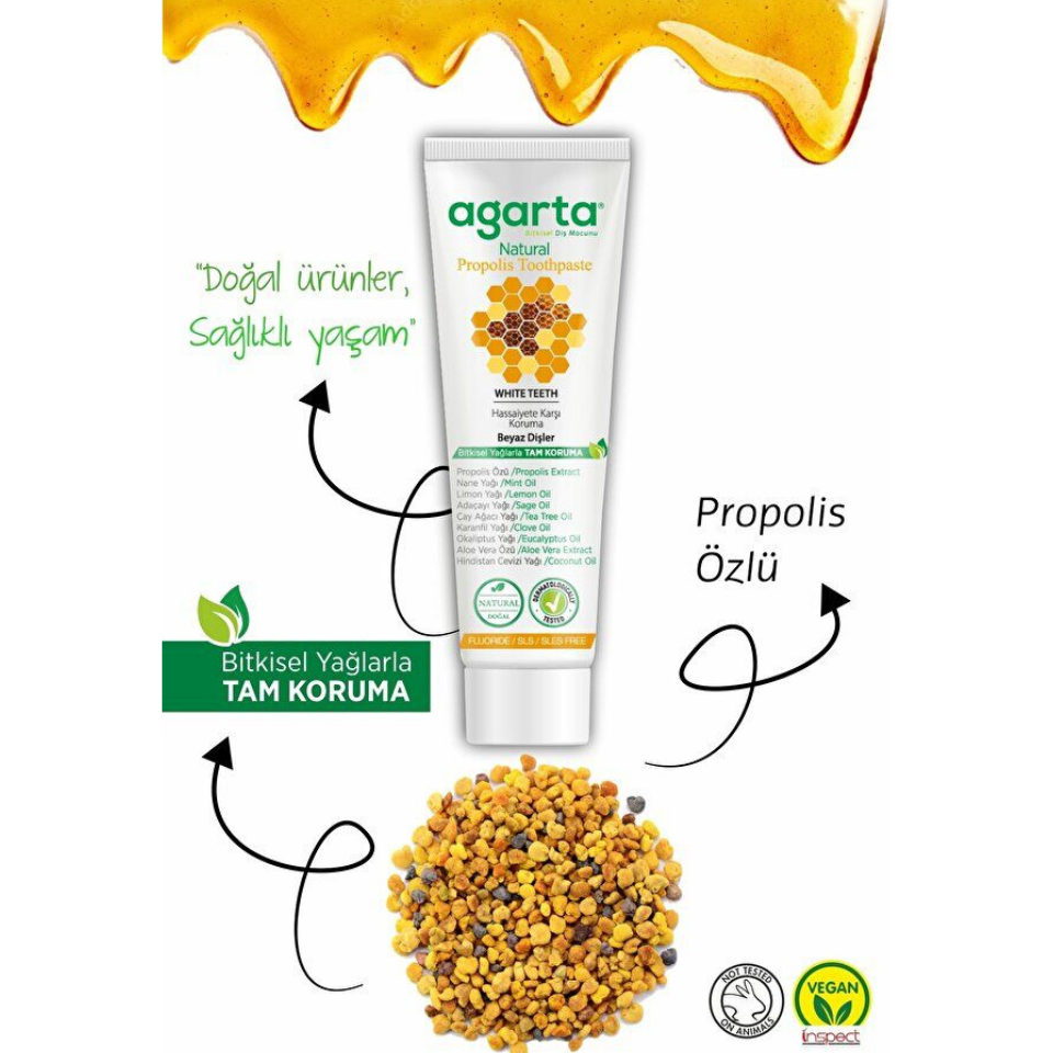 Agarta Doğal Propolisli Florürsüz Diş Macunu 100 ml