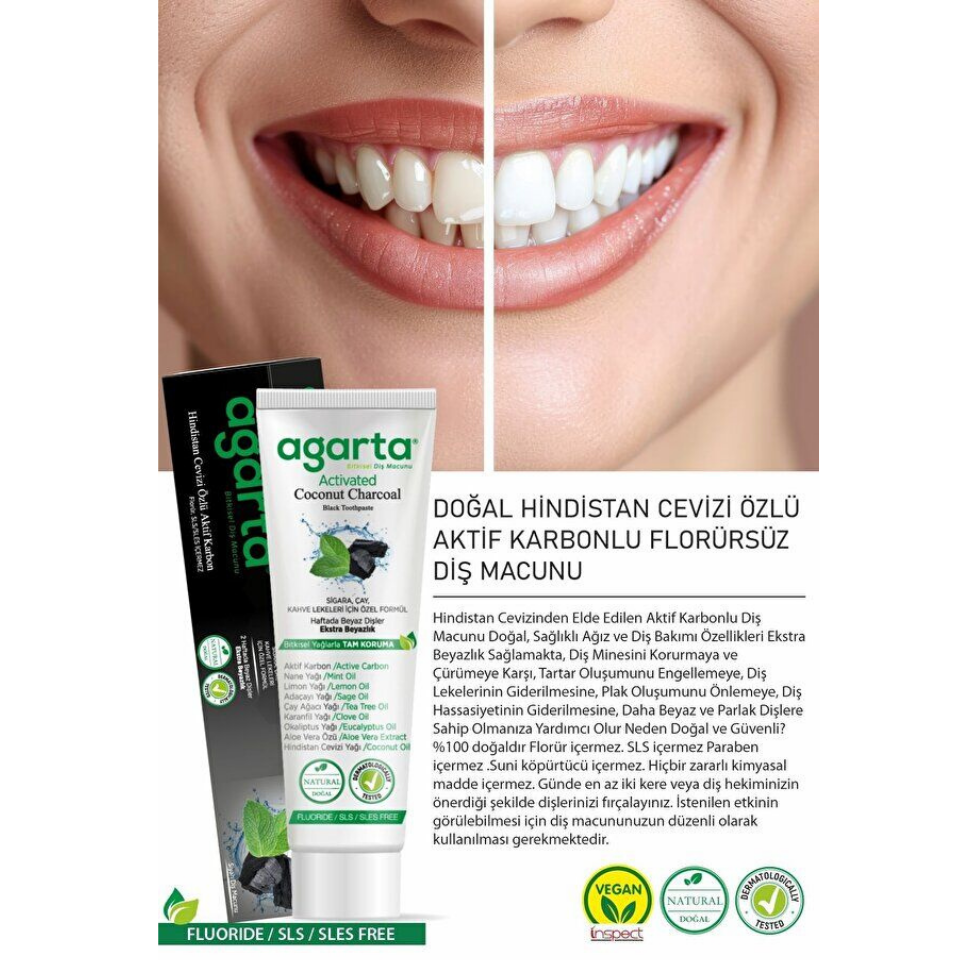 Agarta Doğal Diş Macunu 100 ml Aktif Karbonlu