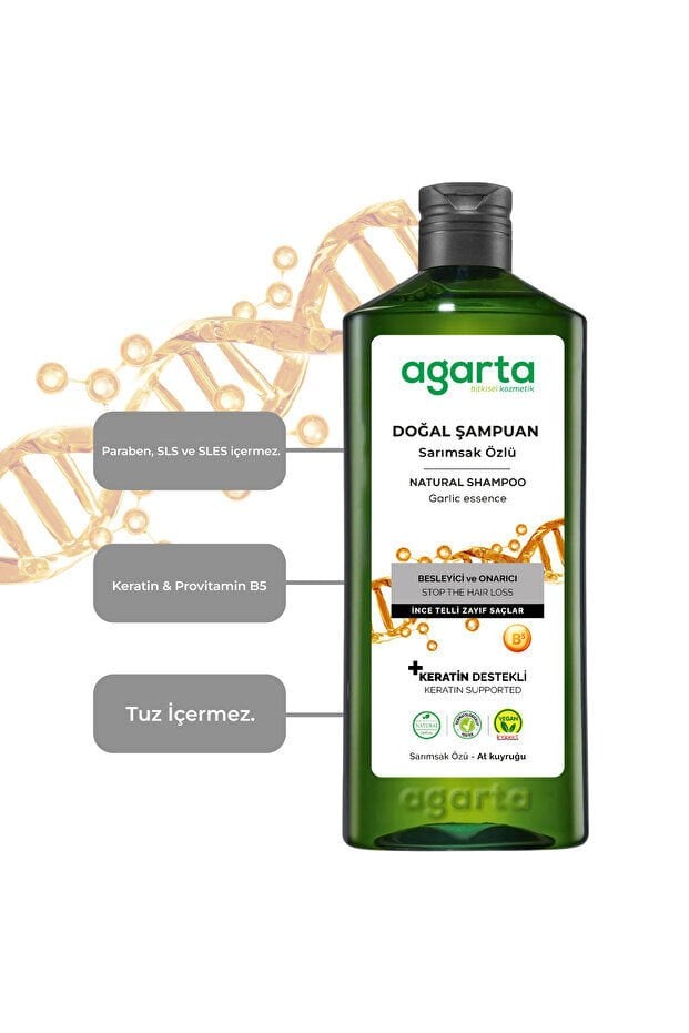 Agarta Saç Dökülmelerine Karşı Hızlı Saç Uzatan Dolgunlaştırıcı Ve Onarıcı Sarımsak Özlü-Tuzsuz Şampuan