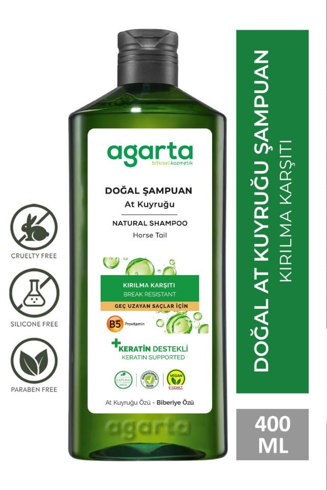 Agarta At Kuyruğu Bitkisi Özlü Keratin Içeren Dökülme Karşıtı Bakım Tuzsuz Şampuan 400 ml