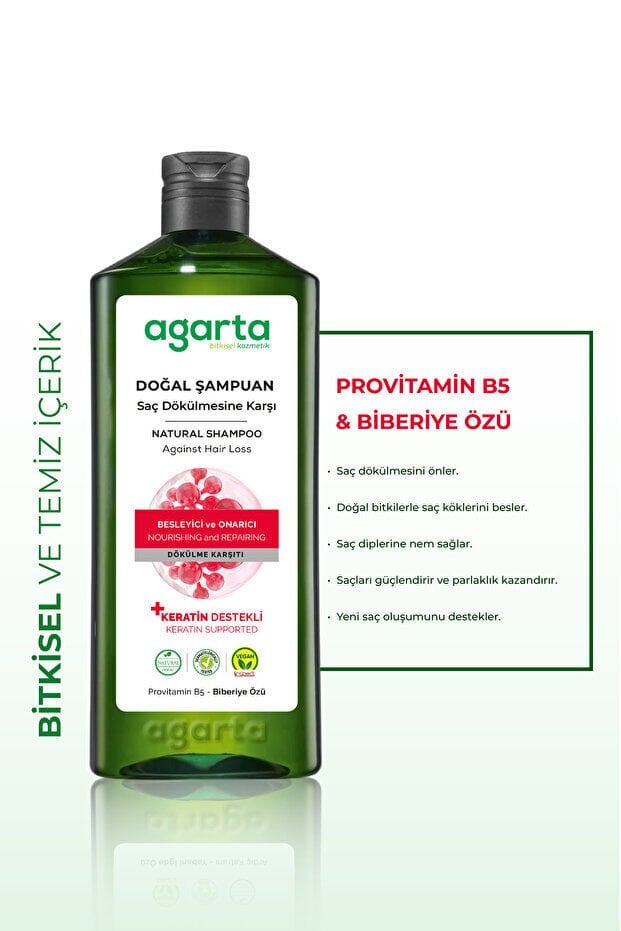 Agarta Saç Dökülmesine Karşı Tuzsuz Şampuan 400 ml (Biberiye özlü)