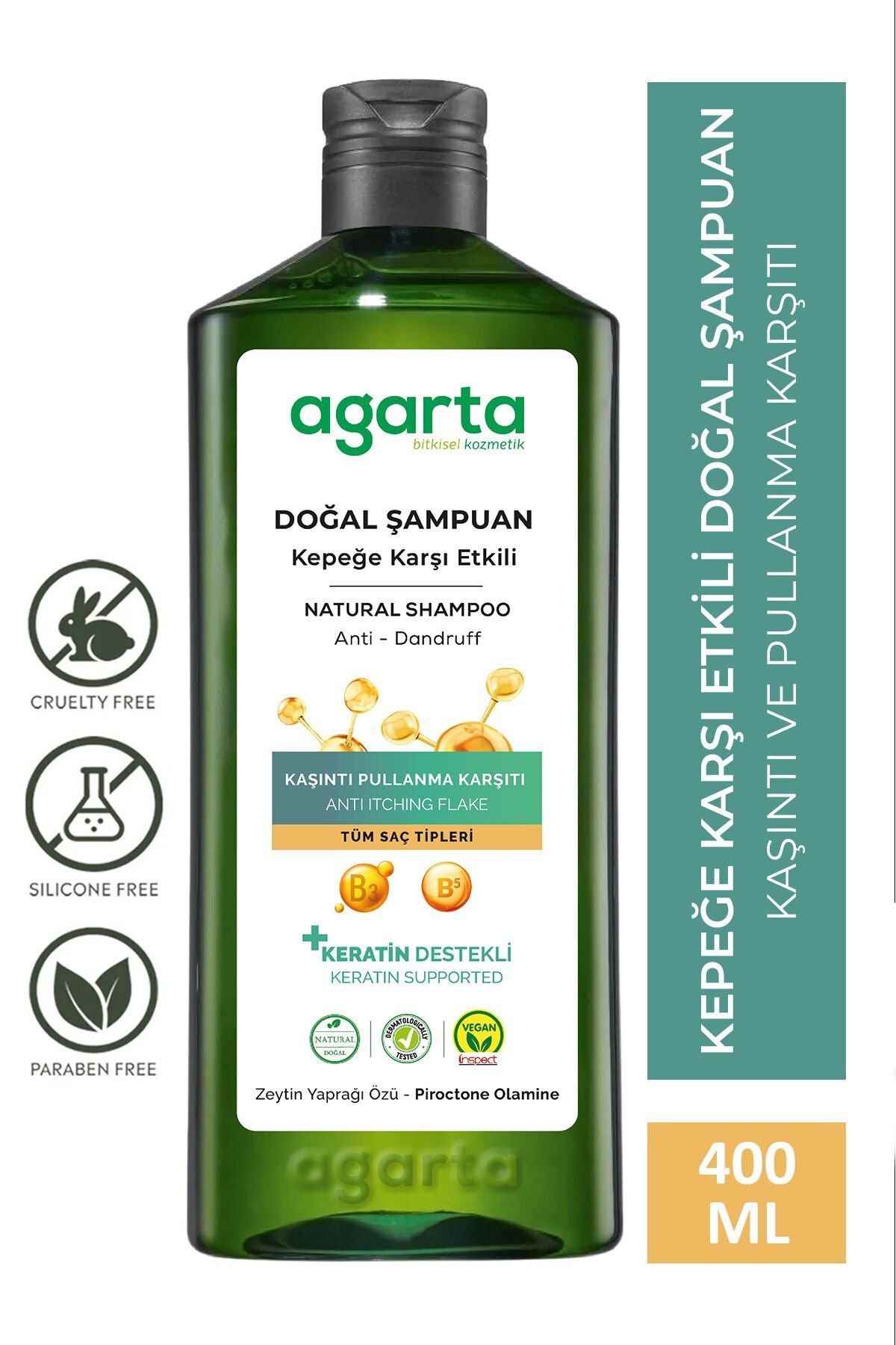 Agarta Doğal Kepeğe Karşı Etkili Şampuan 400 ml (VEGAN,TUZSUZ)