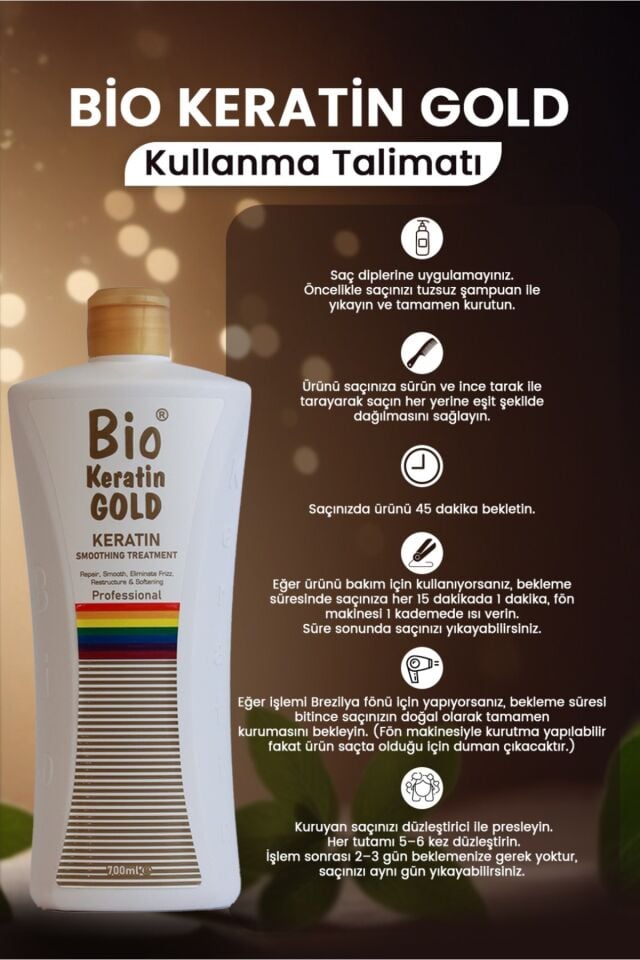 Bio Keratin Gold Brezilya Fönü Keratini 700 ml