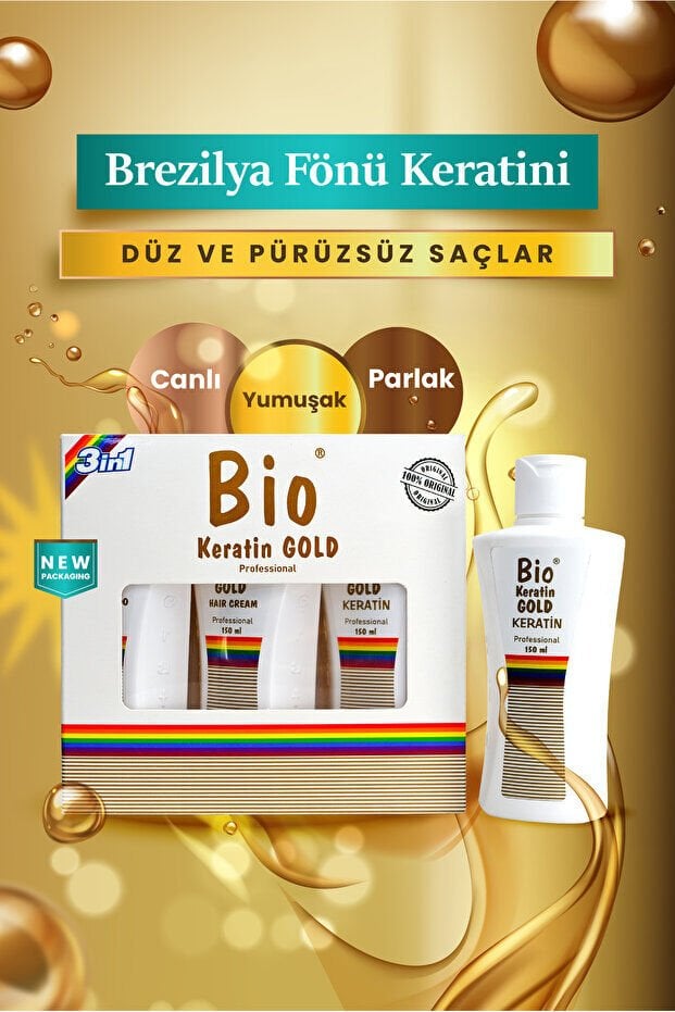 Bio Keratin Gold Brezilya Fönü Keratini Mini 3'lü Set 150 ml.