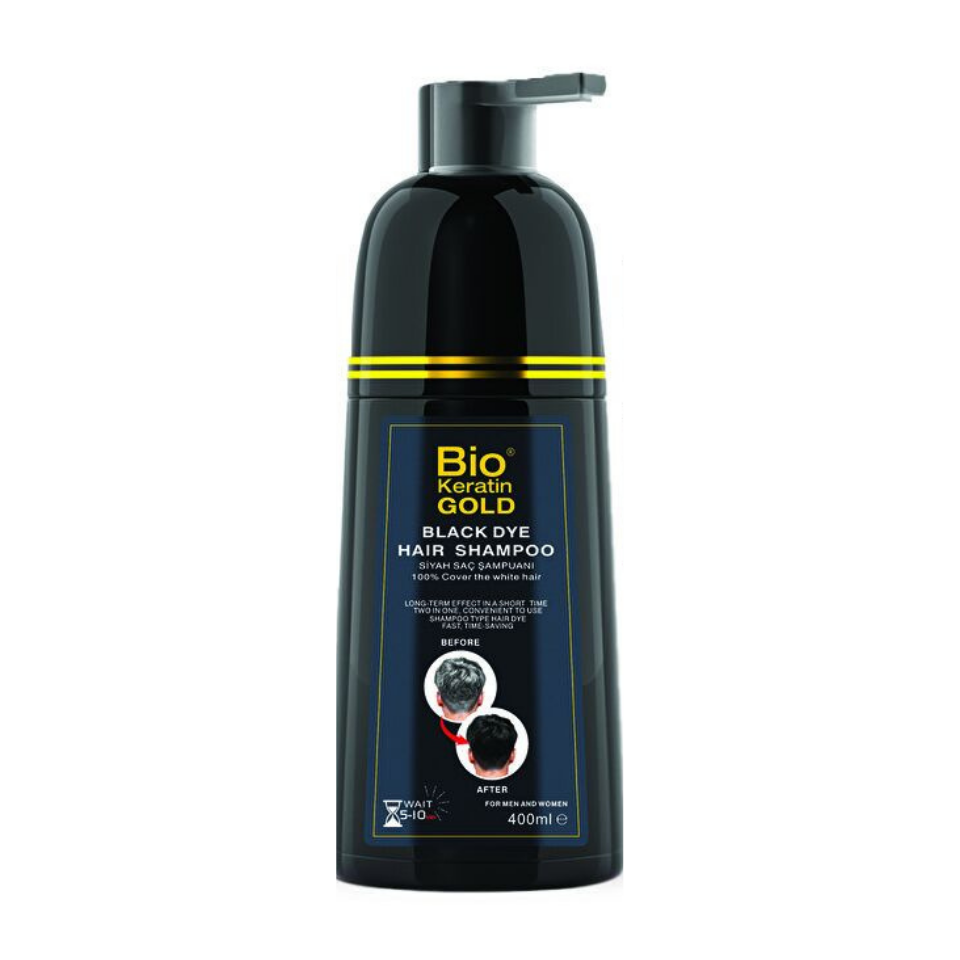 Bio Keratin Gold, Beyaz Kapatıcı Siyah Boya Şampuanı 400ml