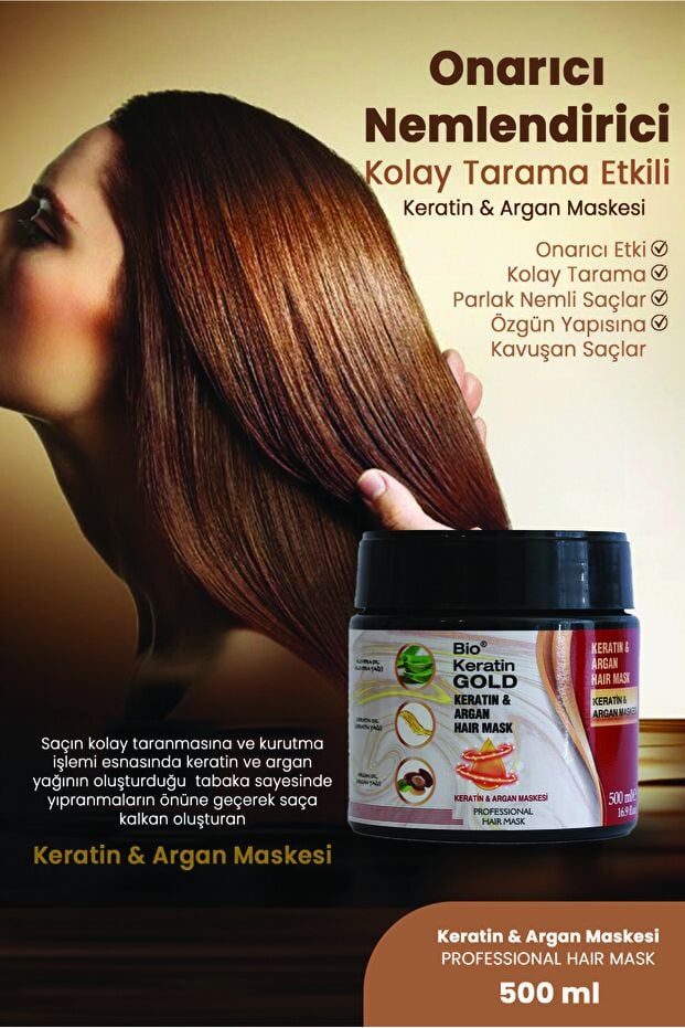 Bio Keratin Gold Argan&keratin Yağlı Saç Bakım Maskesi 500 Ml