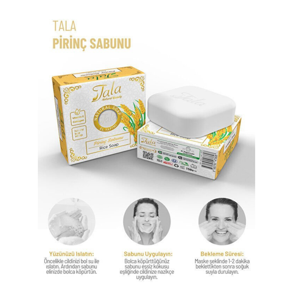 Tala Pirinç Sabunu Doğal Cilt Beyazlatıcı Aydınlatıcı 150 Gr