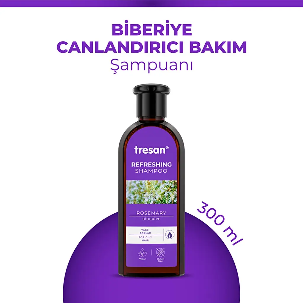 Tresan Biberiye Canlandırıcı Bakım Şampuanı – Yağlı ve Cansız Saçlar (300 ml)