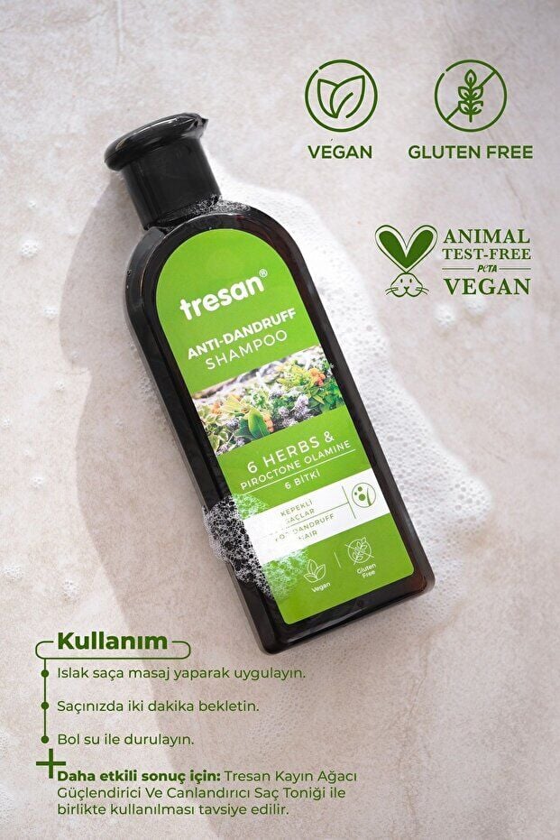 Tresan 6 Bitki Kompleksi Kepek Karşıtı Bakım Şampuanı - Kepeğe Eğilimli Saçlar (300 ml)