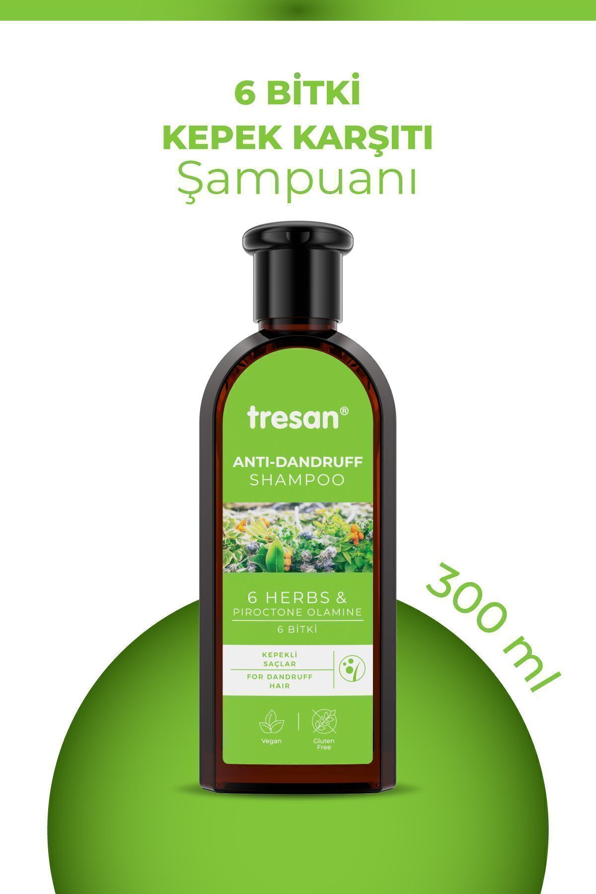 Tresan 6 Bitki Kompleksi Kepek Karşıtı Bakım Şampuanı - Kepeğe Eğilimli Saçlar (300 ml)