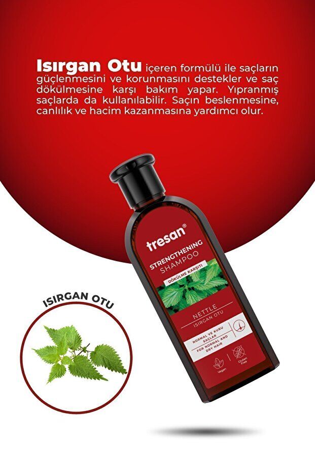 Tresan Isırgan Otu Dökülme Karşıtı & Güçlendirici Bakım Şampuanı – Normal ve Kuru Saçlar (300 ml)