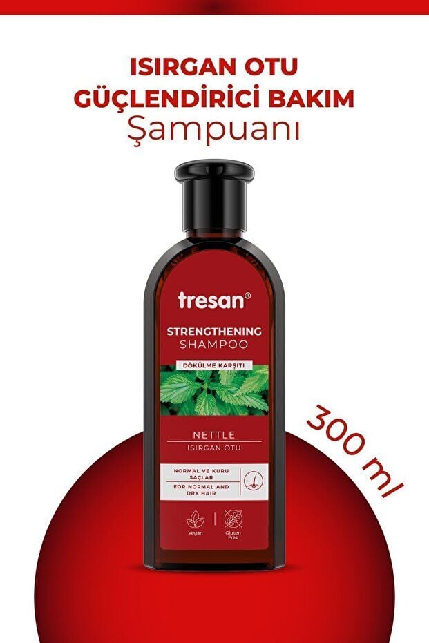 Tresan Isırgan Otu Dökülme Karşıtı & Güçlendirici Bakım Şampuanı – Normal ve Kuru Saçlar (300 ml)