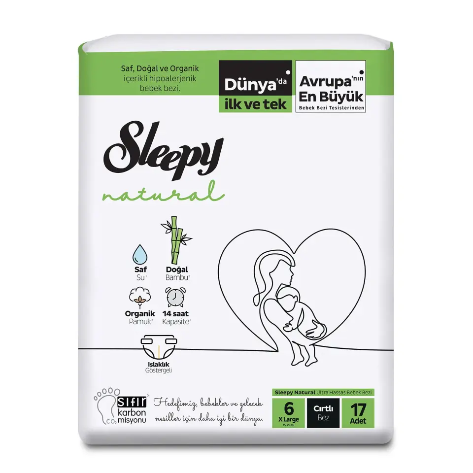 Sleepy Natural 6 Beden Bebek Bezi 15-25 kg 17 Adet