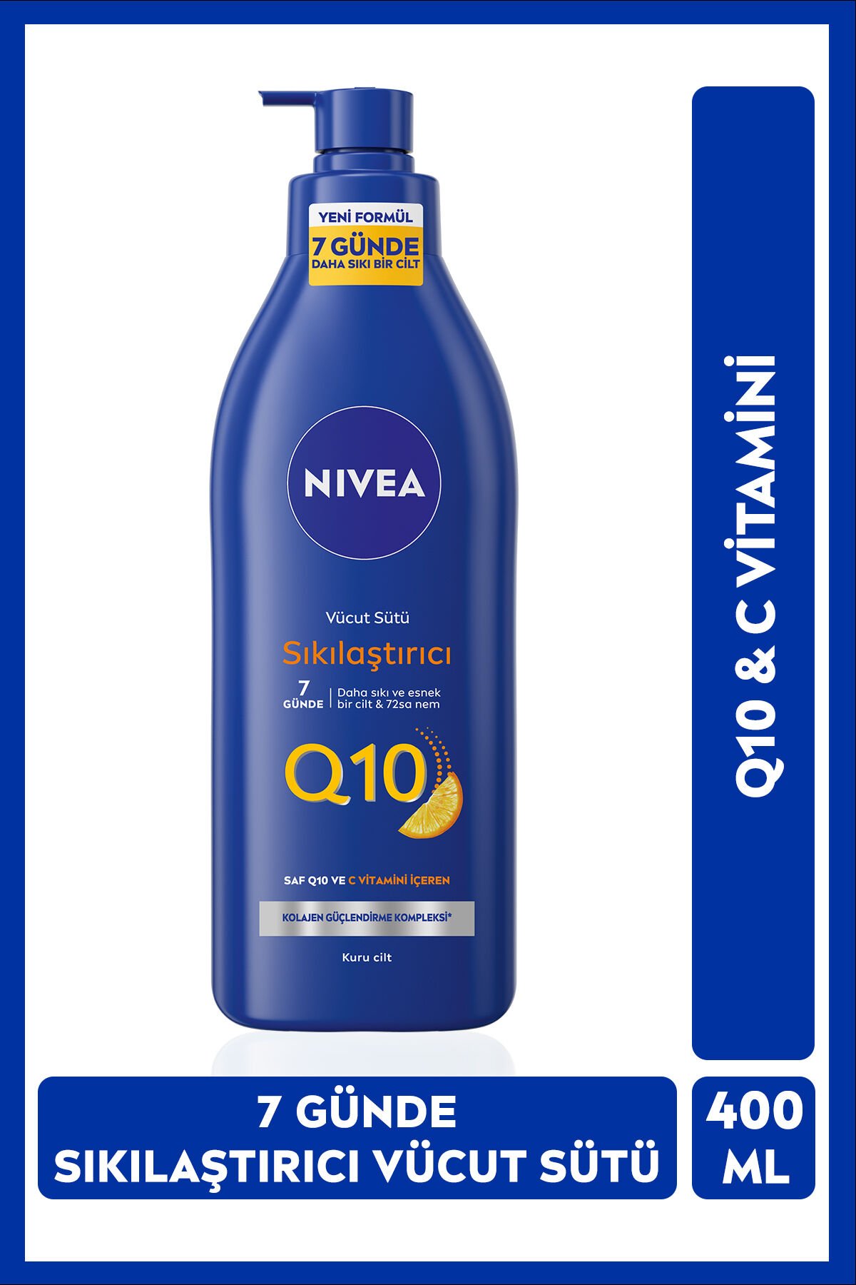 NIVEA Q10 Sıkılaştırıcı Vücut Sütü 400ml, C Vitamini,Kolajen,72 Saat Nemlendirici,Kuru Cilt Tipleri