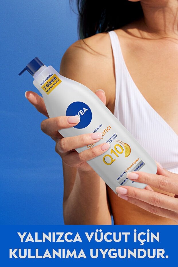 NIVEA Q10 Sıkılaştırıcı Vücut Losyonu 400ml, 7 Günde Sıkılaşma, 72 Saat Nemlendirici,C Vitamini,Esnek Cilt