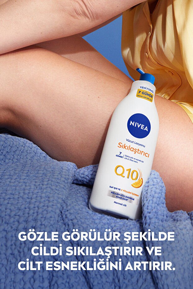 NIVEA Q10 Sıkılaştırıcı Vücut Losyonu 400ml, 7 Günde Sıkılaşma, 72 Saat Nemlendirici,C Vitamini,Esnek Cilt