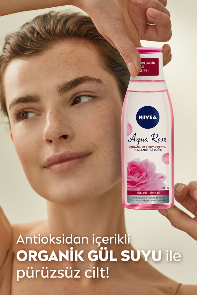 NIVEA Aqua Rose Organik Gül Suyu İçeren Nemlendirici Tonik 200 ml,Nemlendirici,Eşit Cilt Tonu