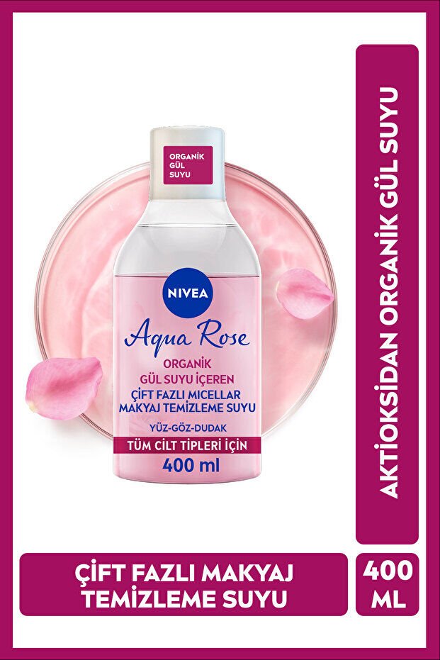 NIVEA Organik Gül Suyu İçeren Çift Fazlı Makyaj Temizleme Suyu 400 ml