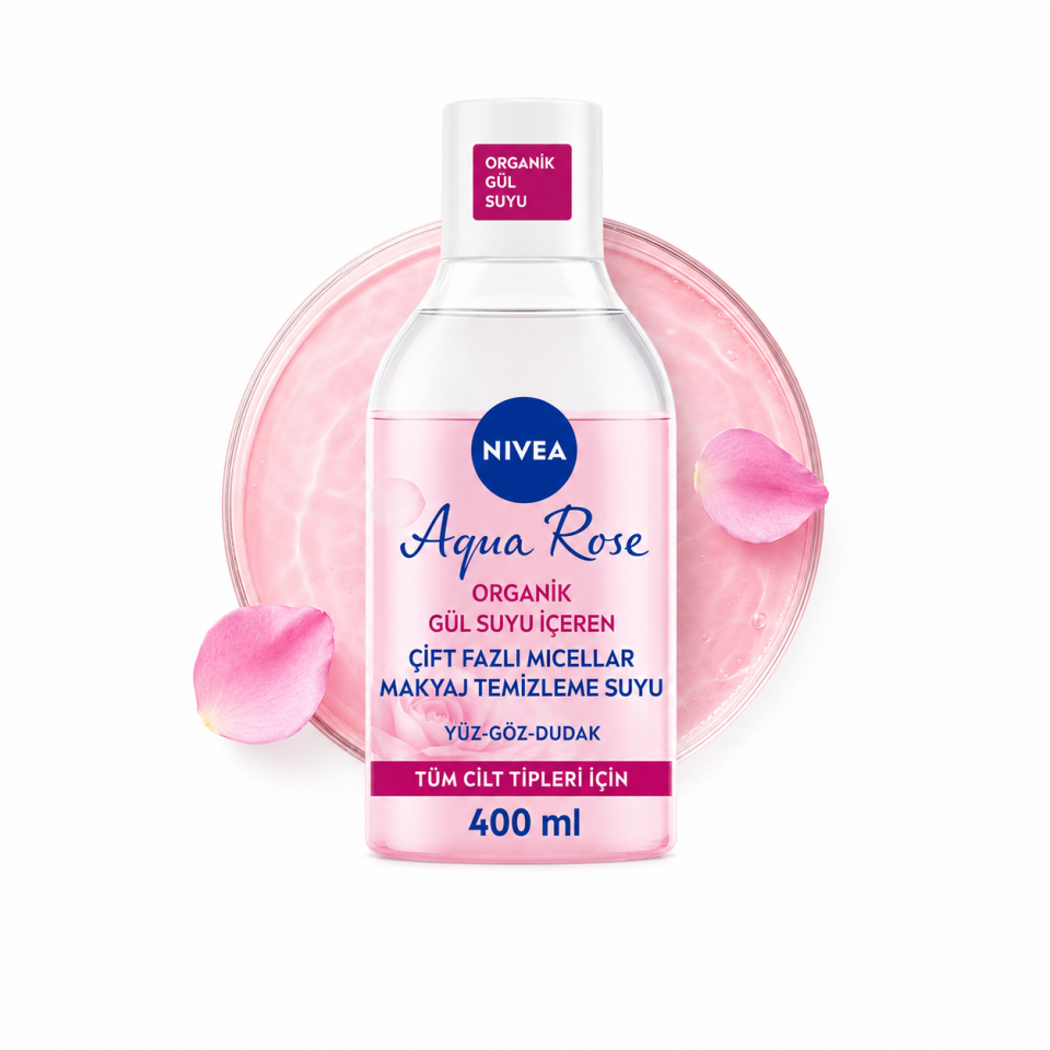 NIVEA Organik Gül Suyu İçeren Çift Fazlı Makyaj Temizleme Suyu 400 ml