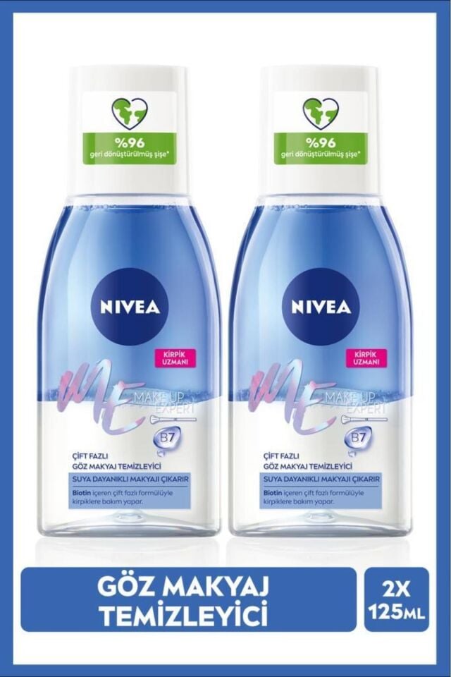NIVEA Çift Fazlı Göz Makyaj Temizleyici 125ml, X2 Adet