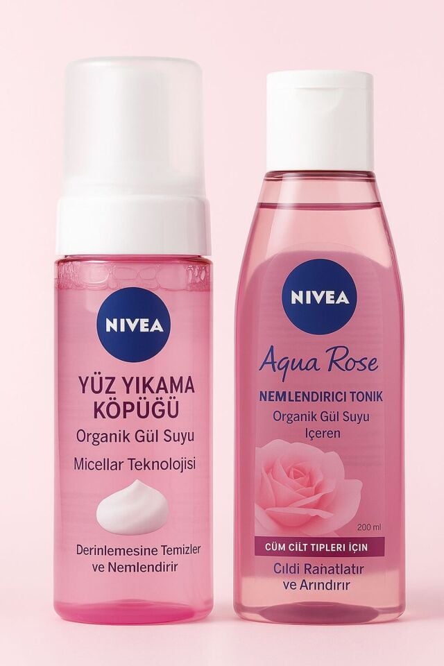 NIVEA Aqua Rose Yuz Temızleme Kopugu 150 ml Tonık 200 ml