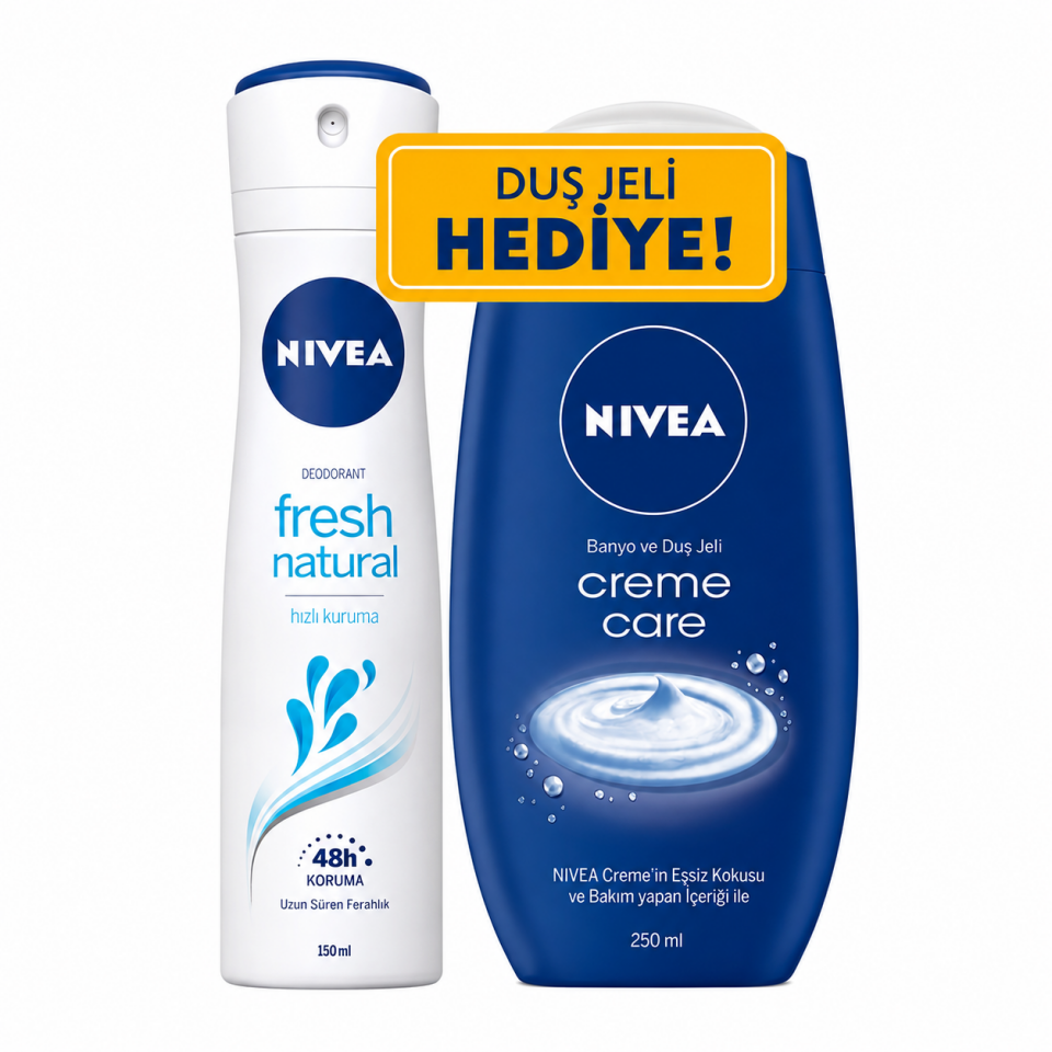 NIVEA Fresh Natural Kadın Deodorant 150 ml + Creme Care Kadın Duş Jeli 250 ml