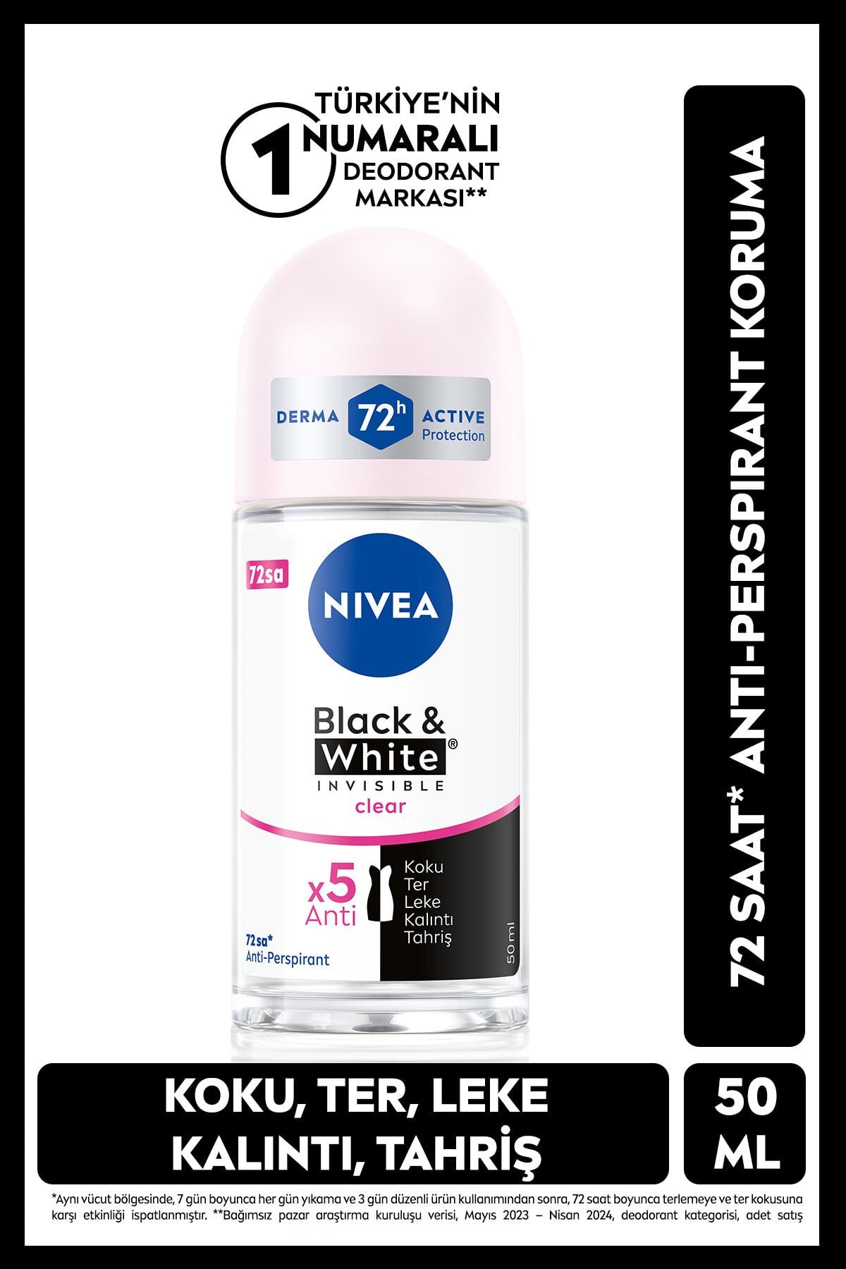 NIVEA Kadın Roll-on Deodorant Black & White 50ml