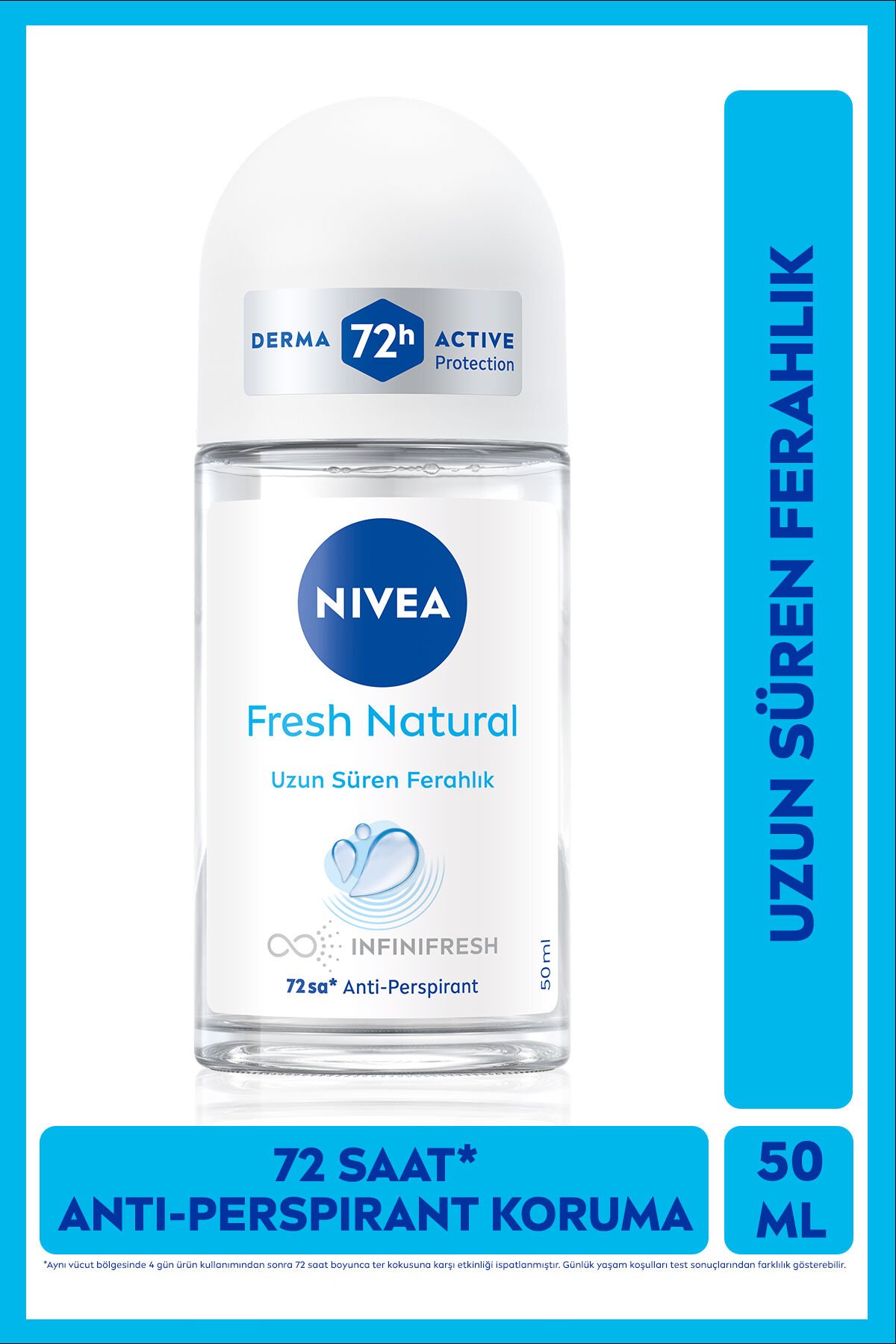 NIVEA Kadın Roll-on Deodorant Fresh Natural 50ml, 72 Saat Anti-perspirant Ter Koruması, Alkolsüz