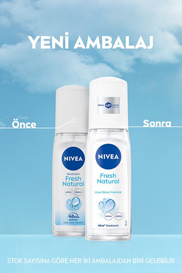 NIVEA Kadın Pump Sprey Deodorant 75ml, 48 Saat Ter Koruması, Pudrasız, Alüminyum İçermez