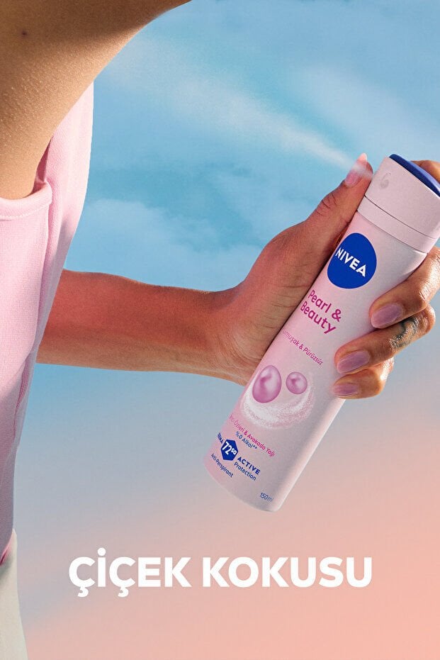 NIVEA Kadın Sprey Deodorant Pearl&Beauty 150ml, 72 Saat Anti Perspirant Koruma, Alkolsüz, Çiçeksi Koku