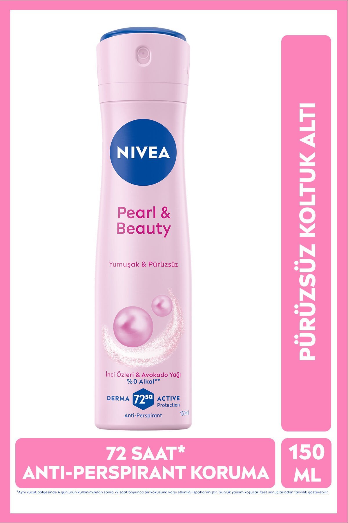 NIVEA Kadın Sprey Deodorant Pearl&Beauty 150ml, 72 Saat Anti Perspirant Koruma, Alkolsüz, Çiçeksi Koku