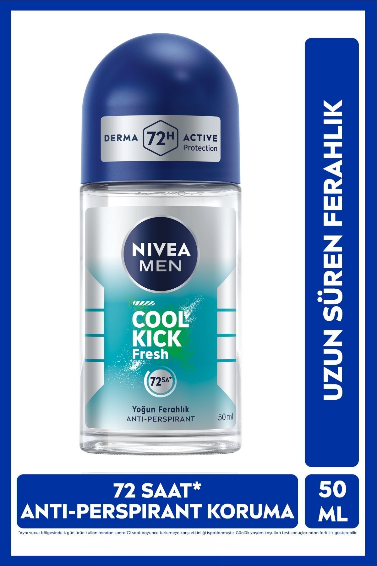 NIVEA MEN Erkek Roll-on Deodorant Cool Kick 50ml, 72 Saat Anti-perspirant Ter Koruma, Kaktüs Suyu