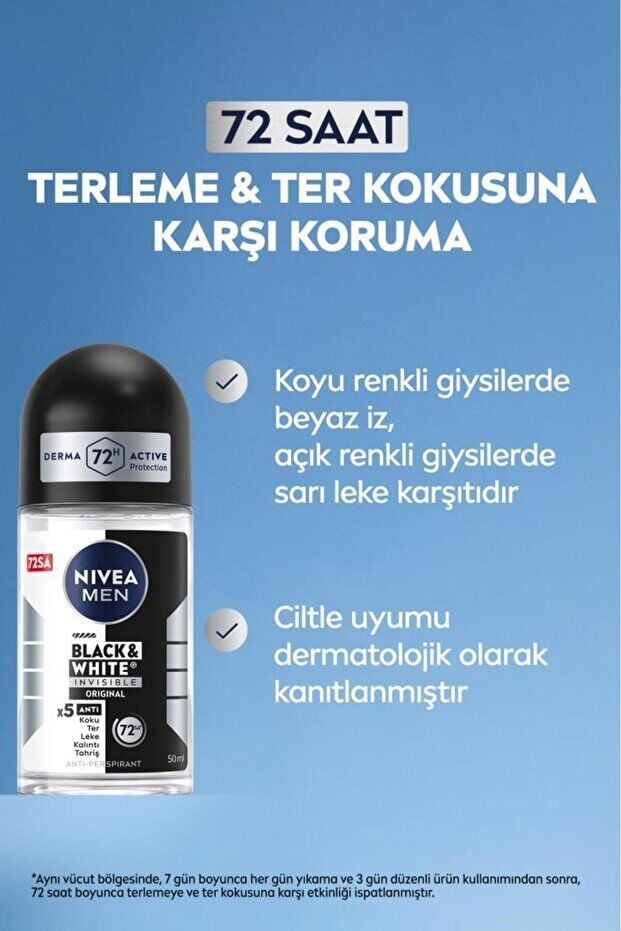 NIVEA MEN Erkek Roll-on Deodorant Black & White 50 ml