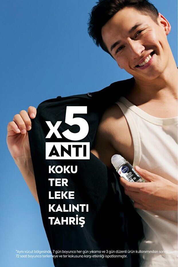 NIVEA MEN Erkek Roll on Deodorant Black&White Invisible Original 50 ml,72 Saat Anti Perspirant Koruma
