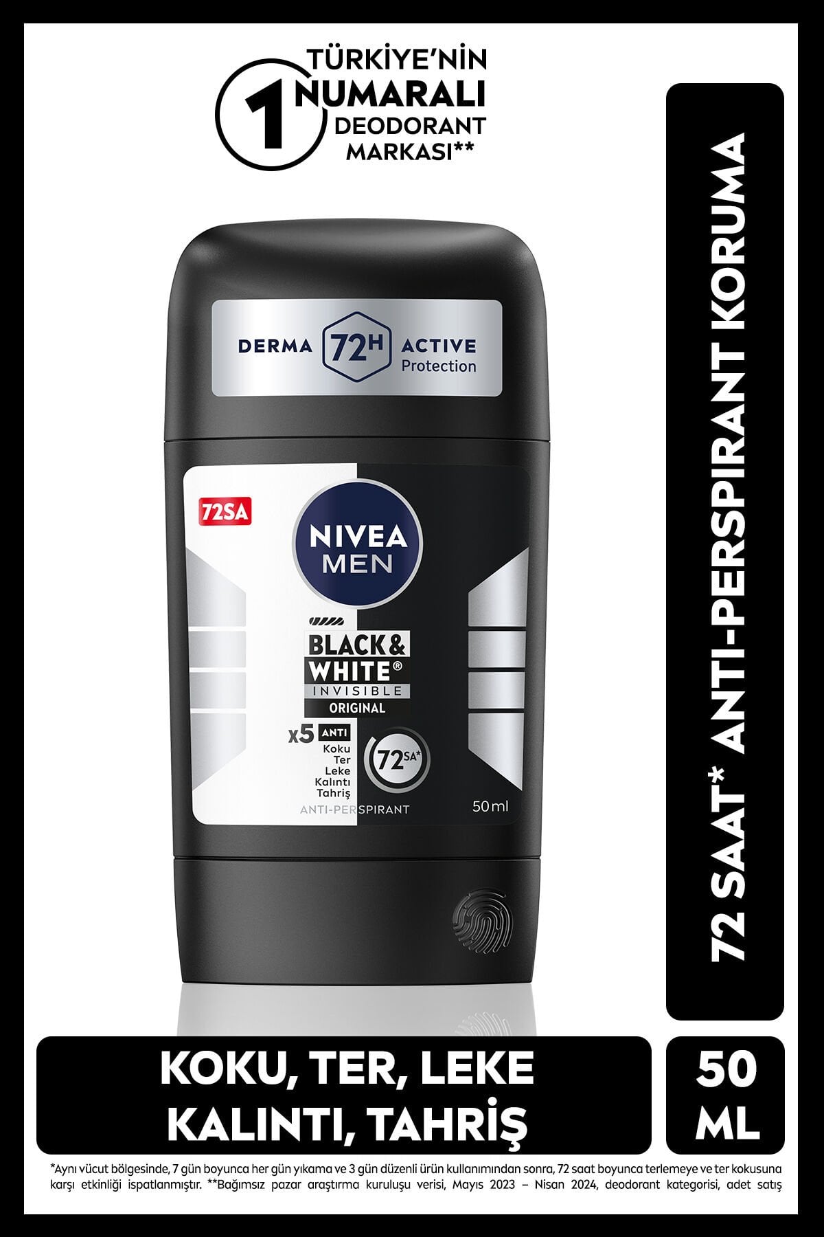 NIVEA MEN Erkek Stick Deodorant Black & White 50 Ml