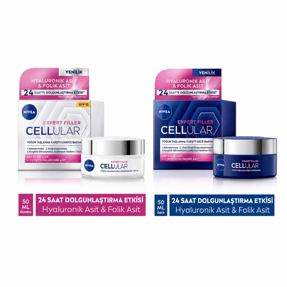NIVEA Cellular Yoğun Yaşlanma Karşıtı Gündüz Ve Gece Bakımı 2'li Krem Seti